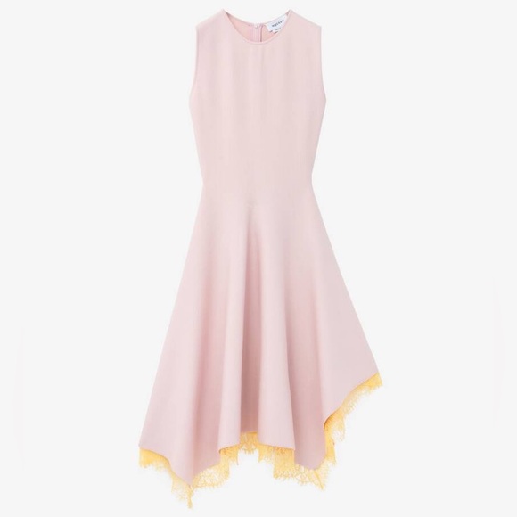Pink Sleeveless Dress with Yellow Lace Hem - Picture 1 of 1